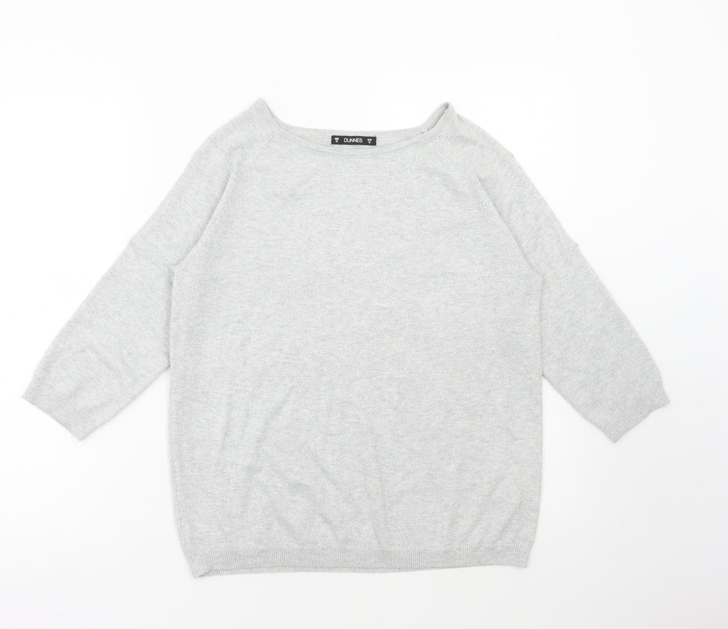 Dunnes Stores Womens Silver Round Neck Viscose Pullover Jumper Size M