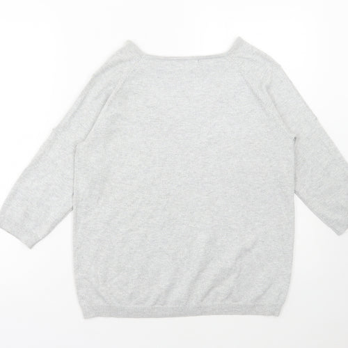 Dunnes Stores Womens Silver Round Neck Viscose Pullover Jumper Size M