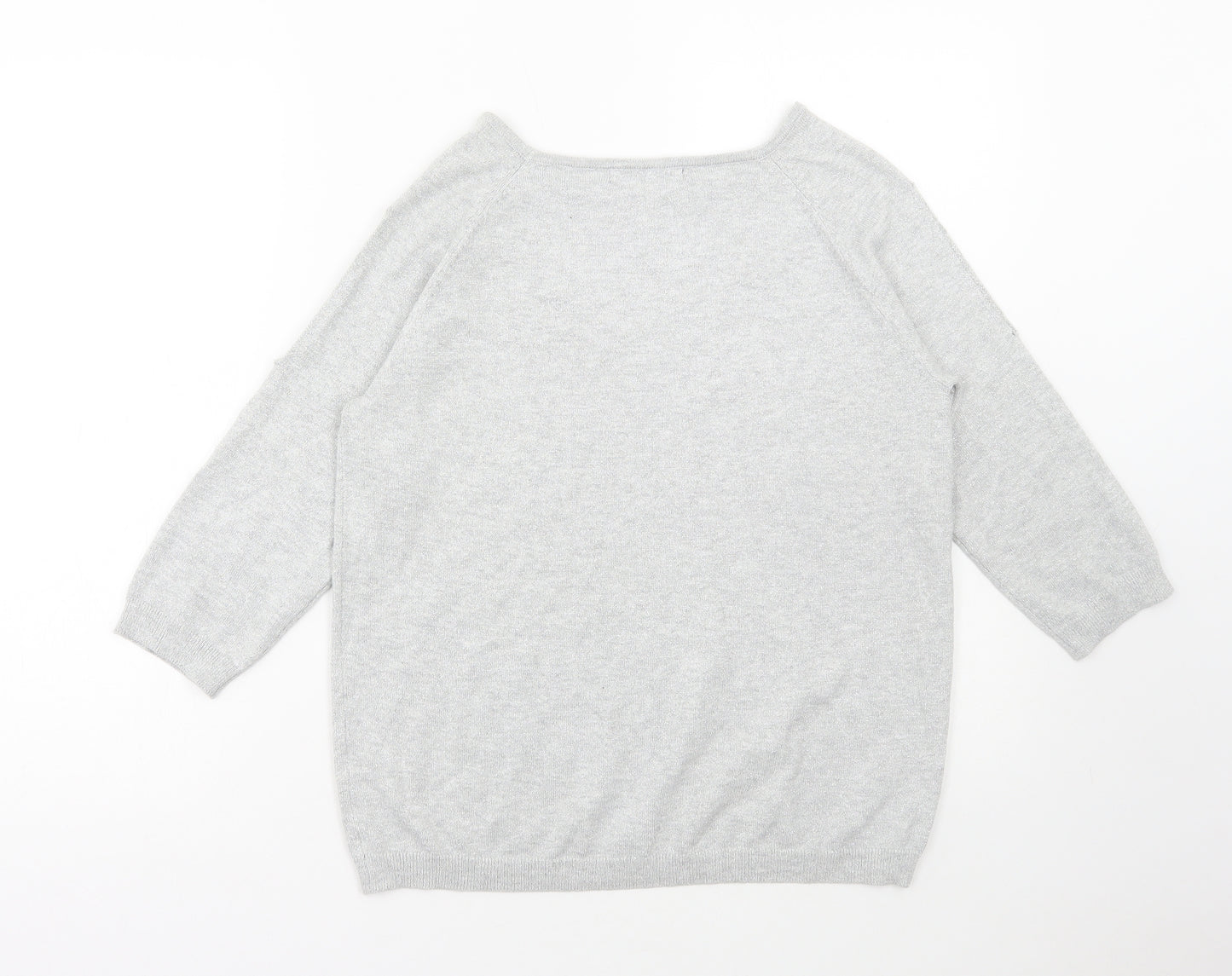 Dunnes Stores Womens Silver Round Neck Viscose Pullover Jumper Size M