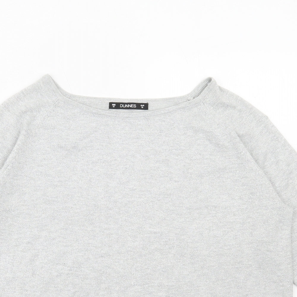 Dunnes Stores Womens Silver Round Neck Viscose Pullover Jumper Size M
