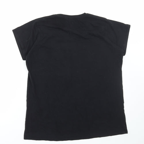 Gildan Womens Black Cotton Basic T-Shirt Size 2XL Round Neck - Gin-gle all the way, Christmas