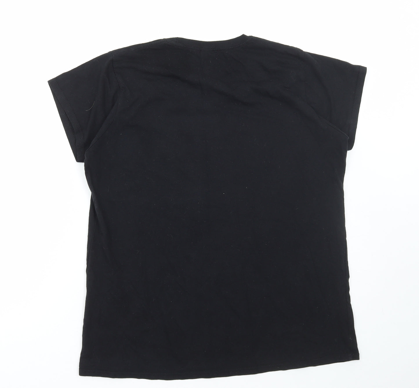 Gildan Womens Black Cotton Basic T-Shirt Size 2XL Round Neck - Gin-gle all the way, Christmas