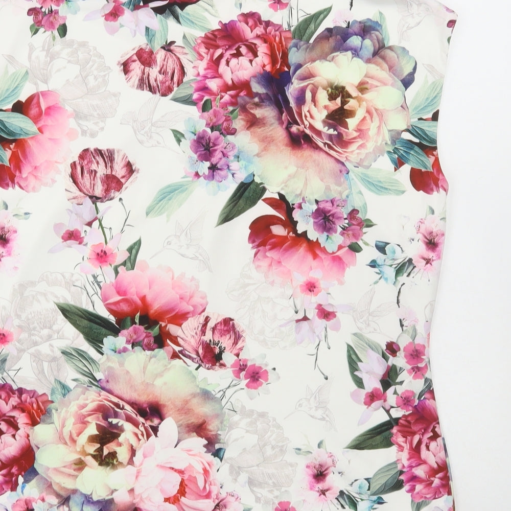 Preworn Womens Multicoloured Floral Polyester Basic Tank Size L Round Neck