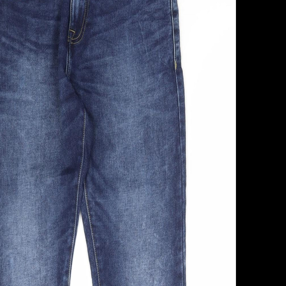 Zara Mens Blue Cotton Straight Jeans Size 34 in L30 in Regular Zip