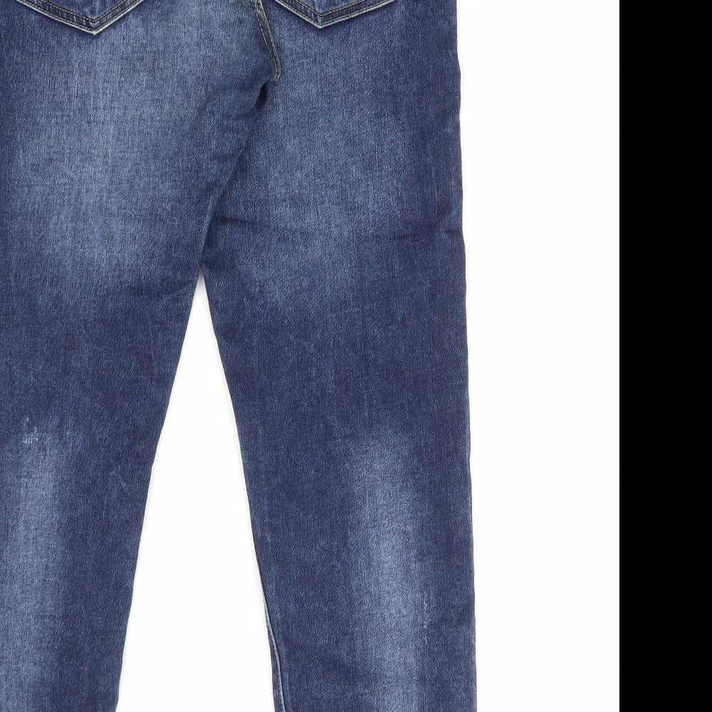 Zara Mens Blue Cotton Straight Jeans Size 34 in L30 in Regular Zip