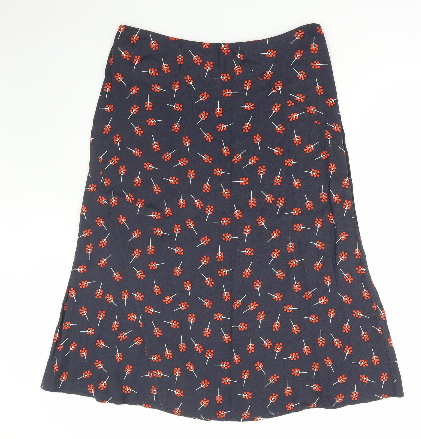 White Stuff Womens Black Geometric Viscose Flare Skirt Size 14 Zip