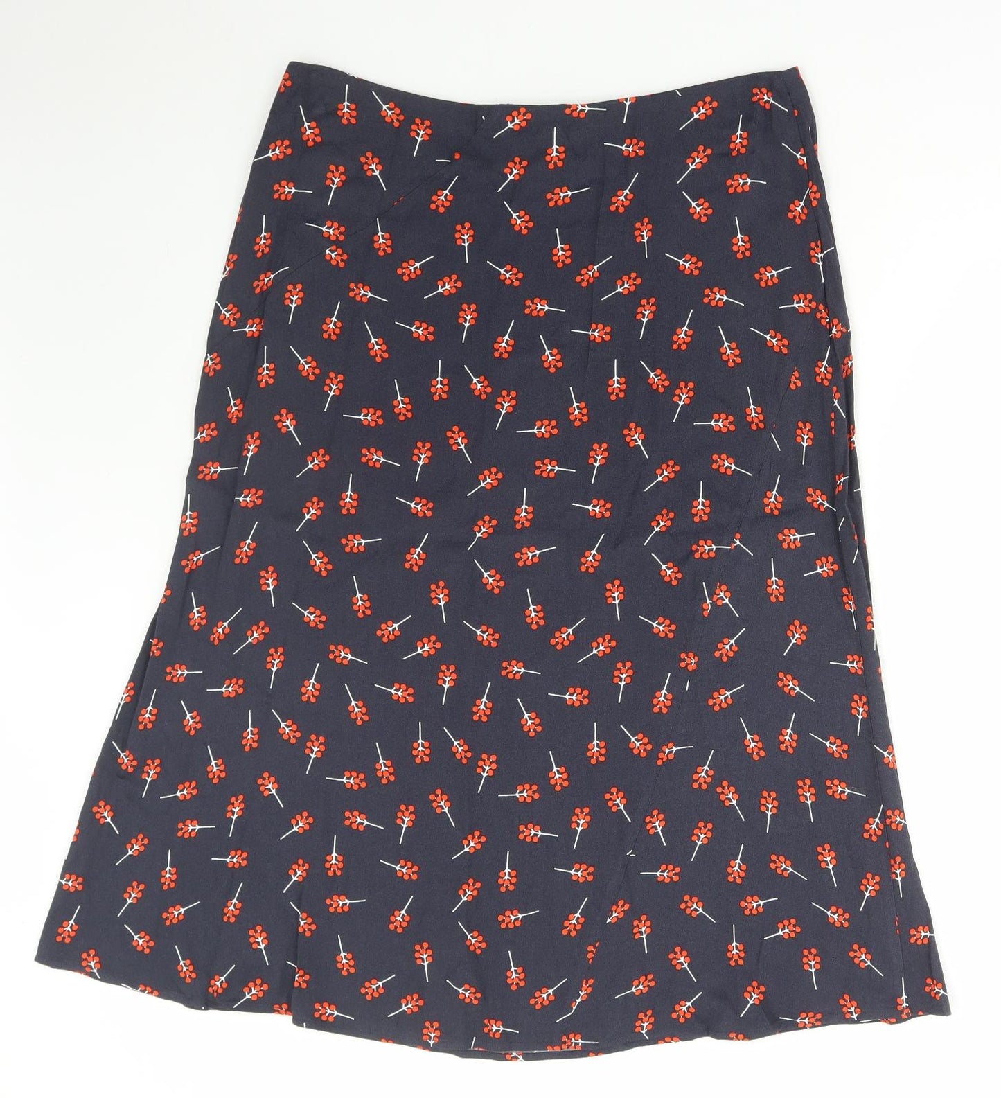White Stuff Womens Black Geometric Viscose Flare Skirt Size 14 Zip