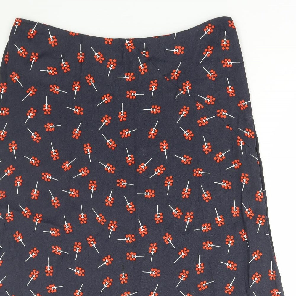 White Stuff Womens Black Geometric Viscose Flare Skirt Size 14 Zip