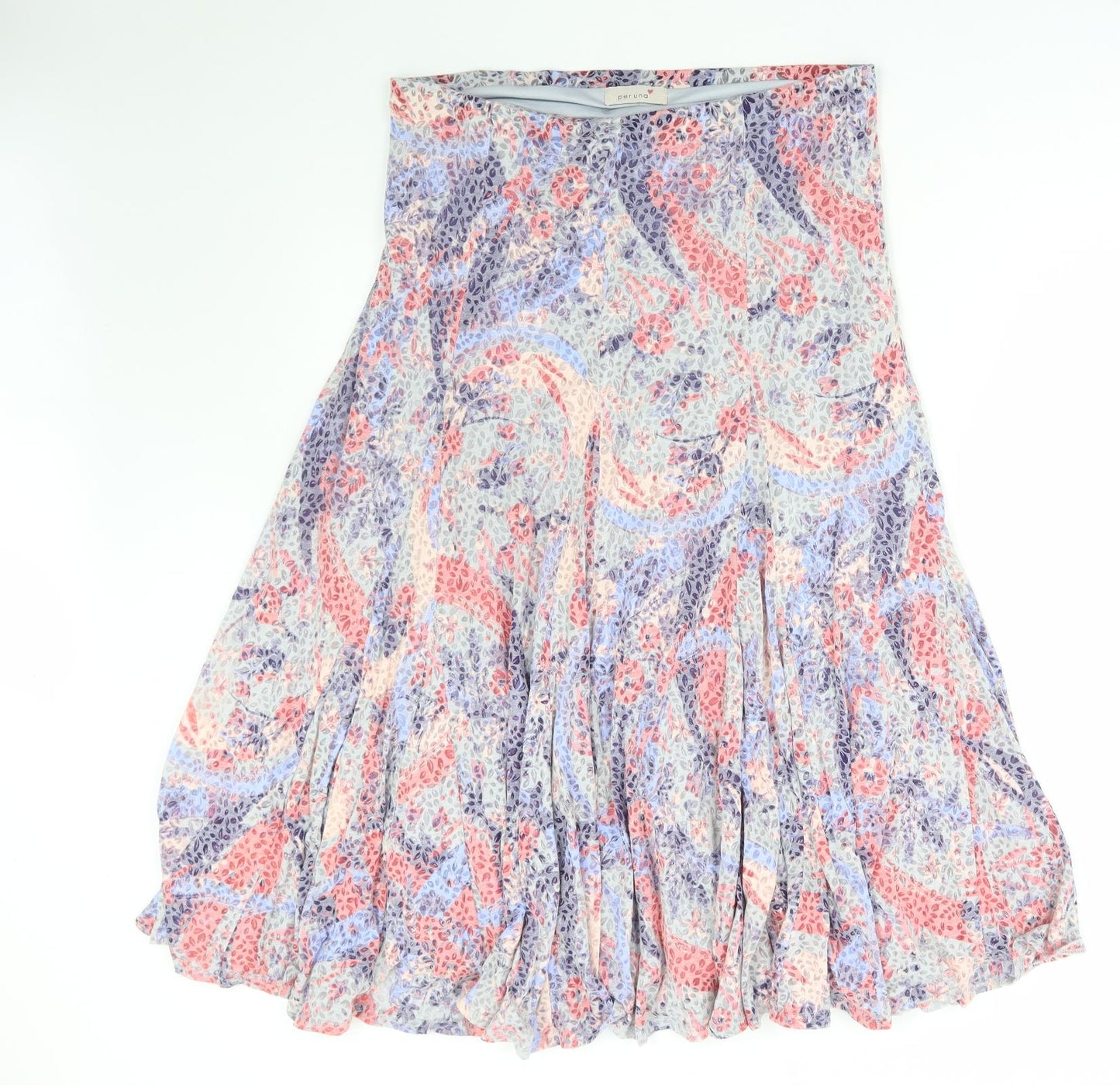 Per Una Womens Multicoloured Geometric Cotton Flare Skirt Size 14