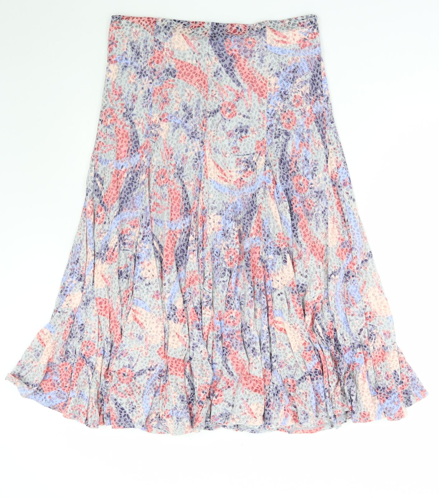 Per Una Womens Multicoloured Geometric Cotton Flare Skirt Size 14