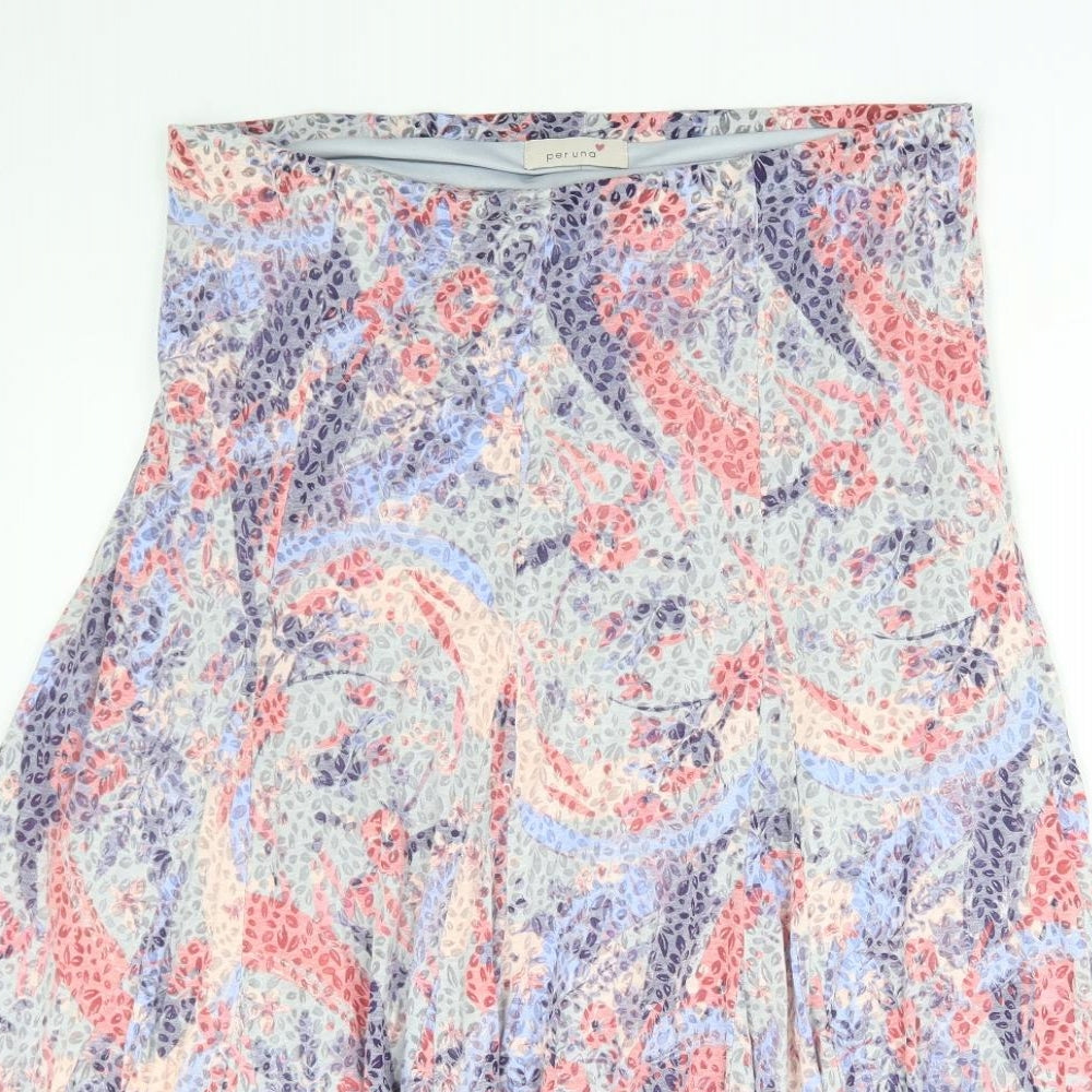 Per Una Womens Multicoloured Geometric Cotton Flare Skirt Size 14