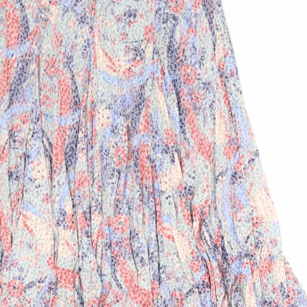Per Una Womens Multicoloured Geometric Cotton Flare Skirt Size 14