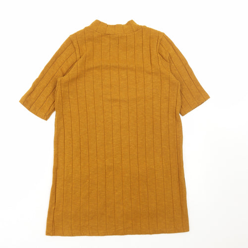 F&F Womens Yellow High Neck Viscose Tunic Jumper Size 6 - Ribbed