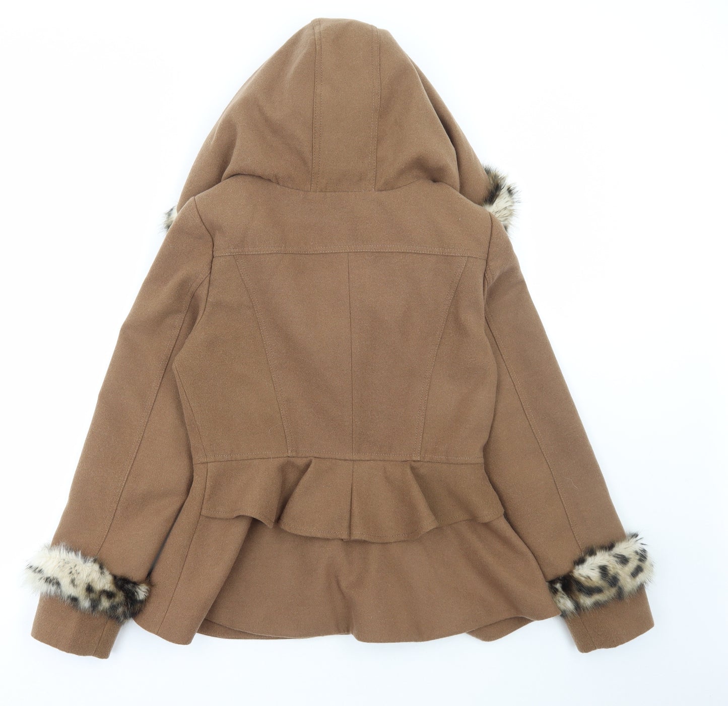 Savida Womens Brown Animal Print Jacket Coat Size 10 Button - Leopard Print