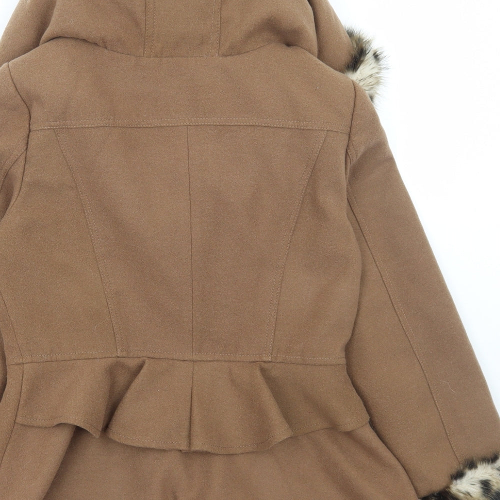 Savida Womens Brown Animal Print Jacket Coat Size 10 Button - Leopard Print