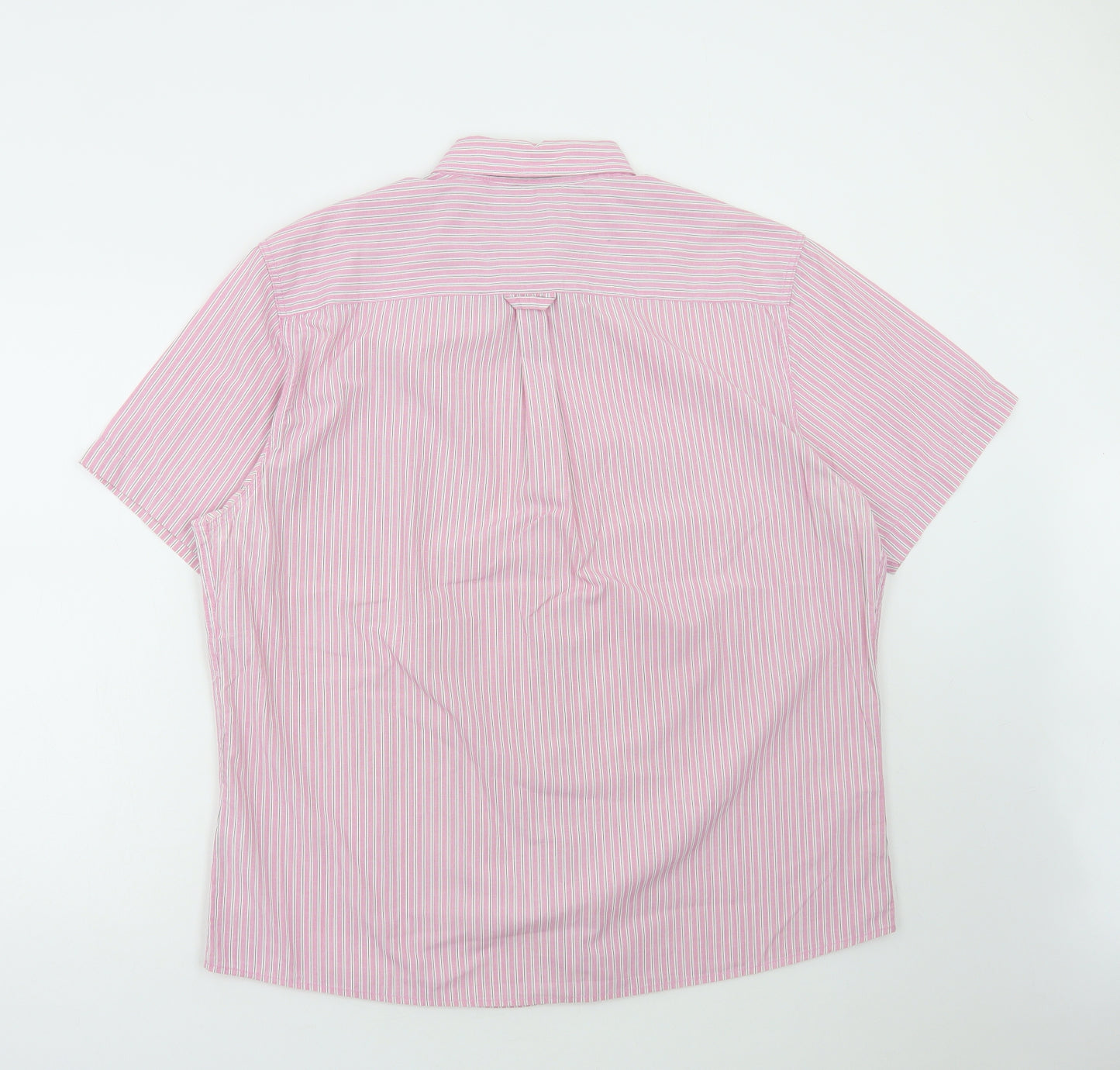 Debenhams Mens Pink Striped Cotton Button-Up Size L Collared Button