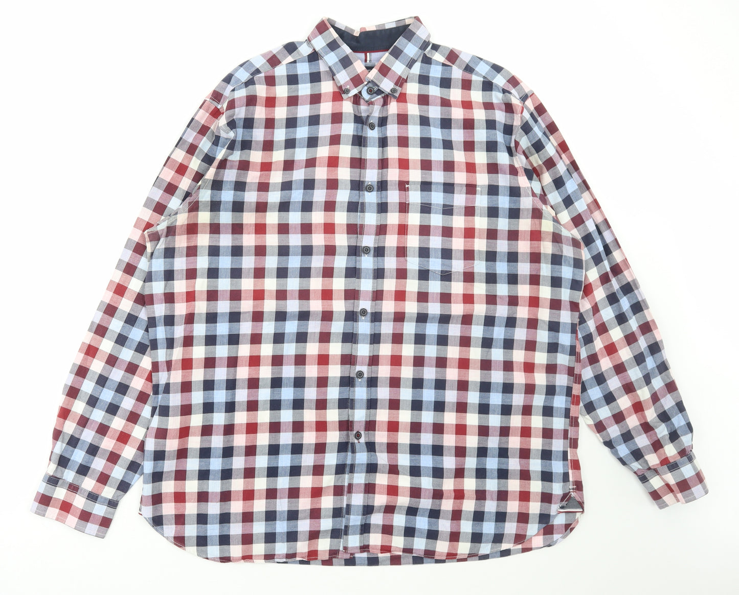 Marks and Spencer Mens Multicoloured Check Cotton Button-Up Size XL Collared Button