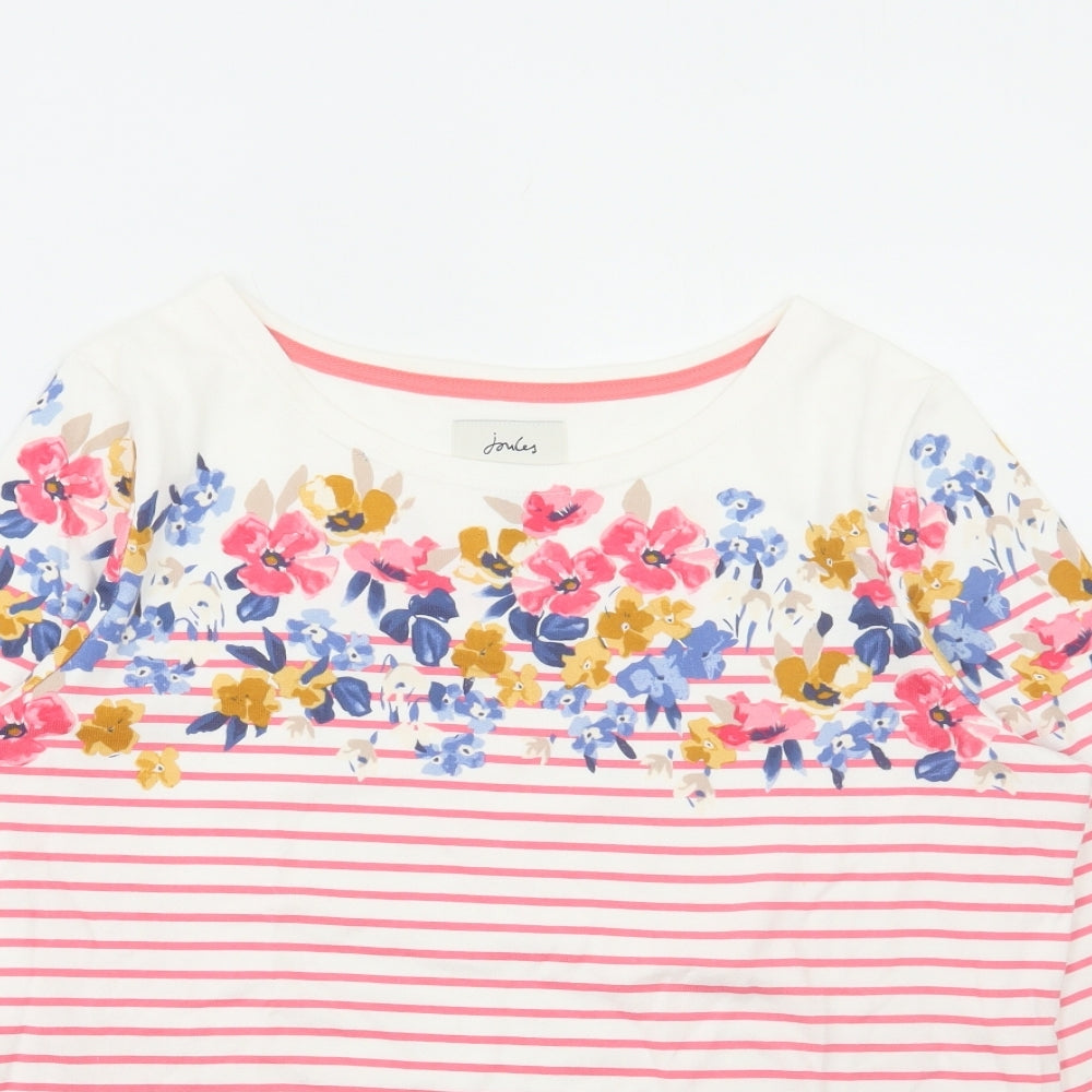Joules Womens Multicoloured Striped Cotton Basic T-Shirt Size 14 Round Neck