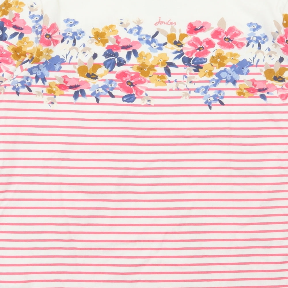 Joules Womens Multicoloured Striped Cotton Basic T-Shirt Size 14 Round Neck
