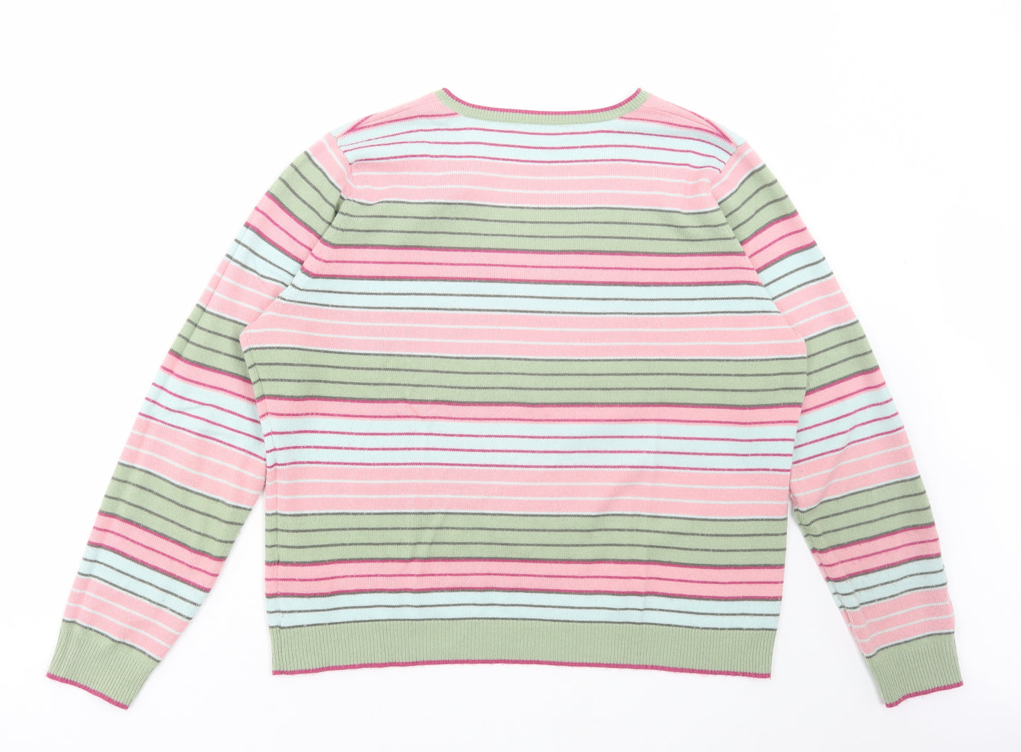Dorothy Perkins Womens Multicoloured V-Neck Striped Acrylic Pullover Jumper Size 20