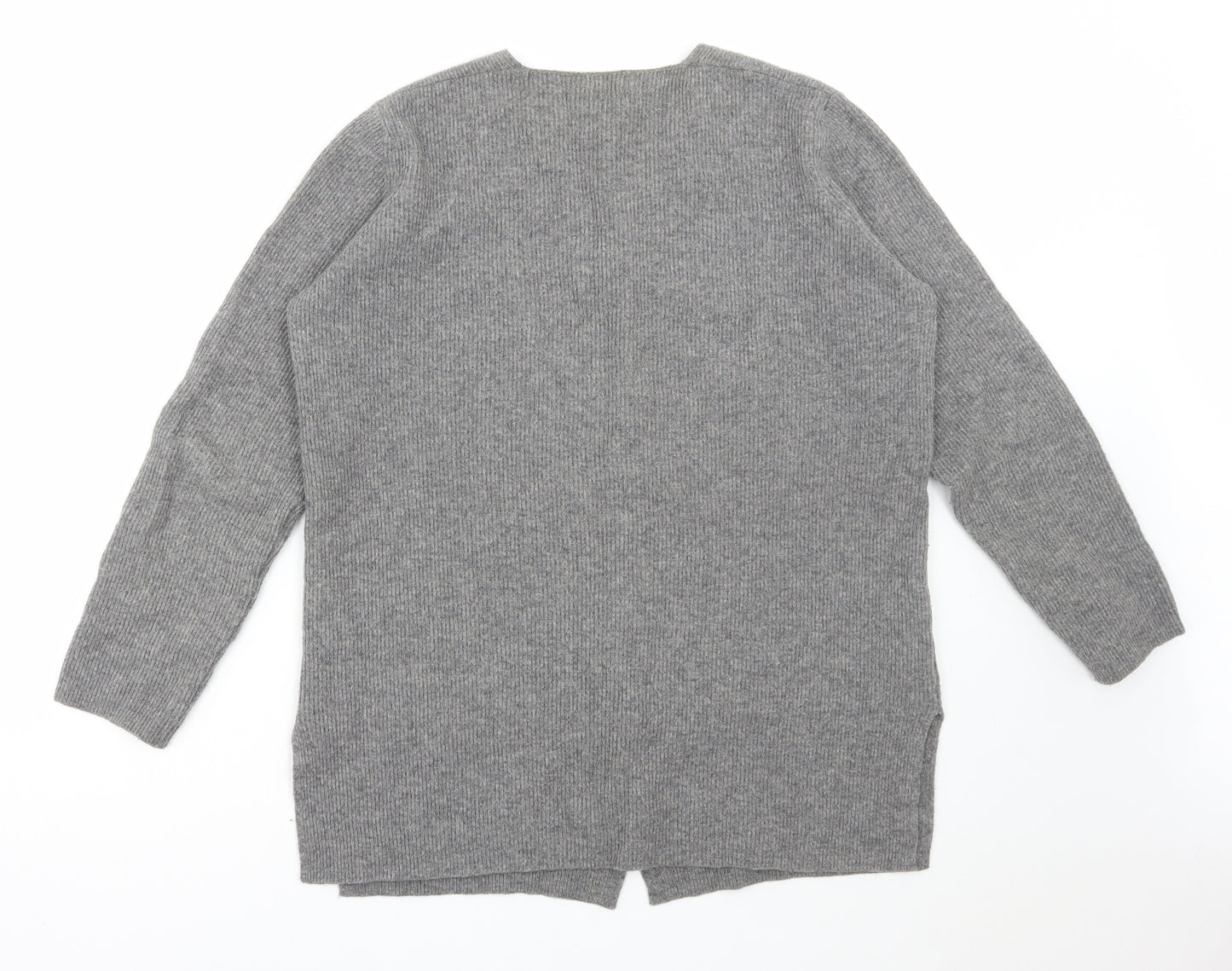 United Colors of Benetton Womens Grey V-Neck Wool Cardigan Jumper Size S