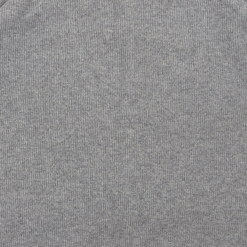 United Colors of Benetton Womens Grey V-Neck Wool Cardigan Jumper Size S