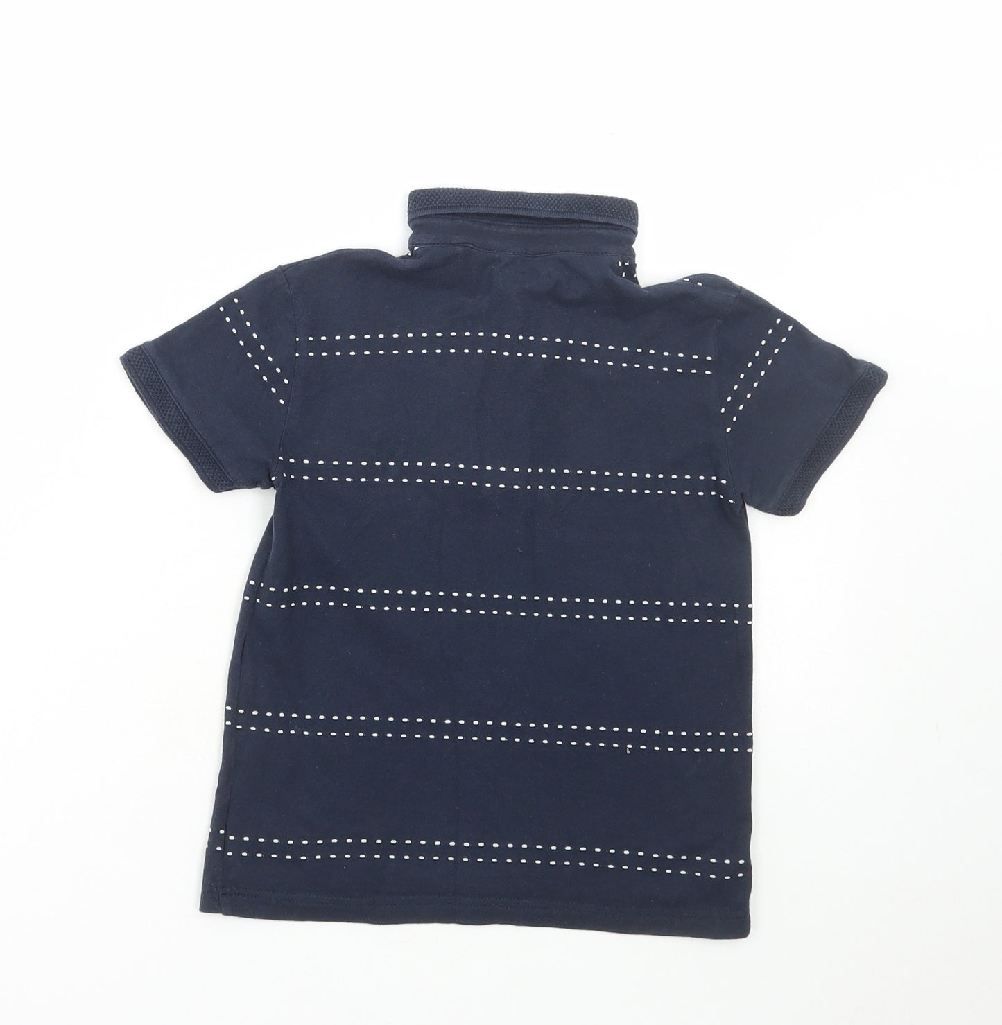NEXT Boys Blue Striped Cotton Basic Polo Size 4-5 Years Collared Button