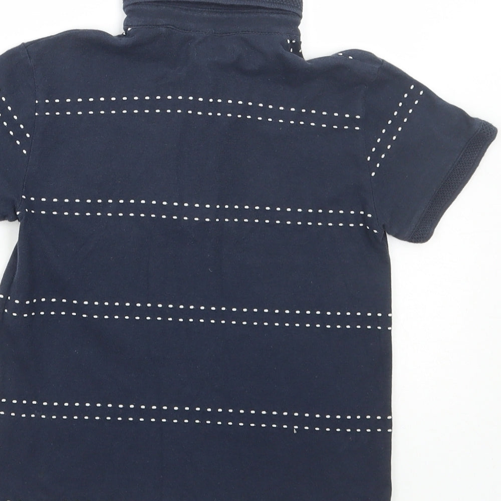NEXT Boys Blue Striped Cotton Basic Polo Size 4-5 Years Collared Button