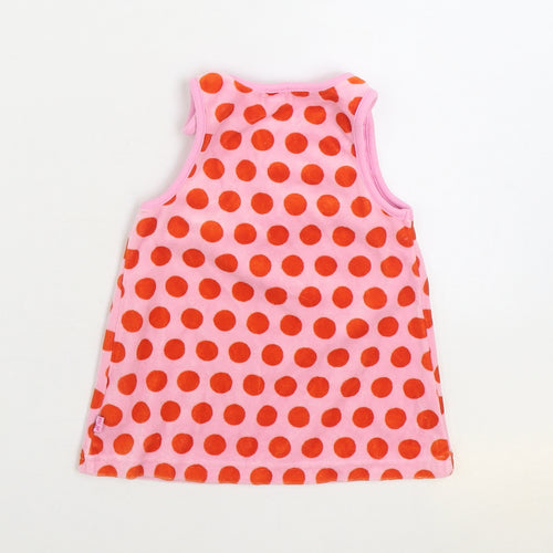Me Too Girls Pink Polka Dot Cotton Trapeze & Swing Size 6-9 Months Round Neck Button