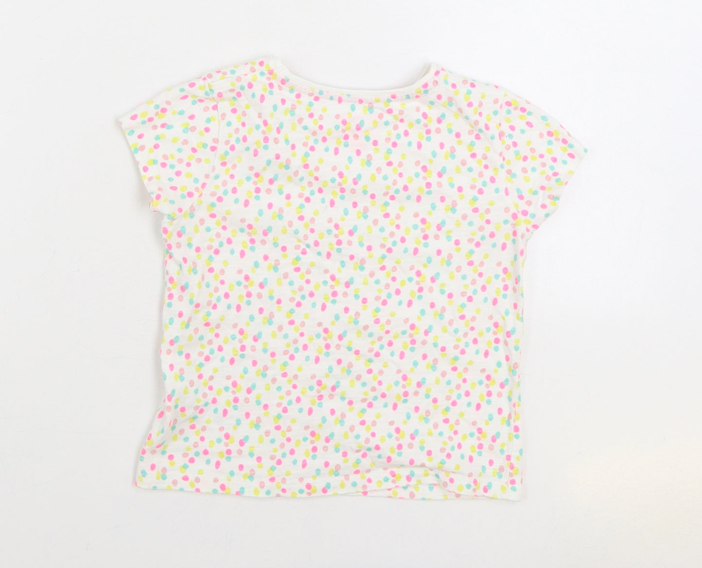 F&F Girls Multicoloured Geometric 100% Cotton Basic T-Shirt Size 4-5 Years Round Neck Pullover
