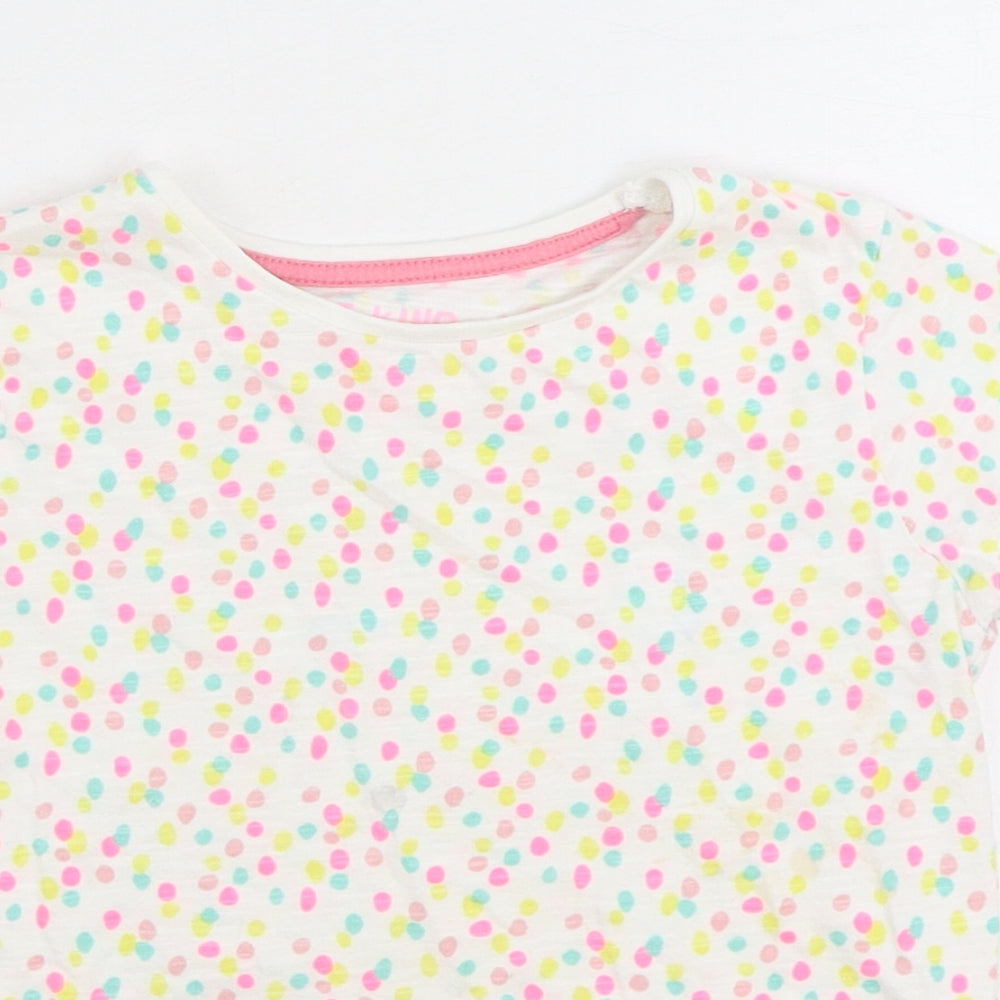 F&F Girls Multicoloured Geometric 100% Cotton Basic T-Shirt Size 4-5 Years Round Neck Pullover