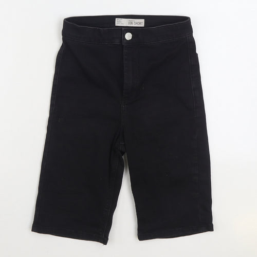 Topshop Womens Black Cotton Cropped Jeans Size 8 Regular Zip
