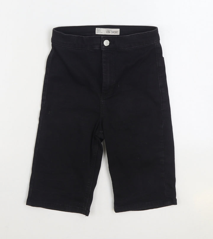 Topshop Womens Black Cotton Cropped Jeans Size 8 Regular Zip