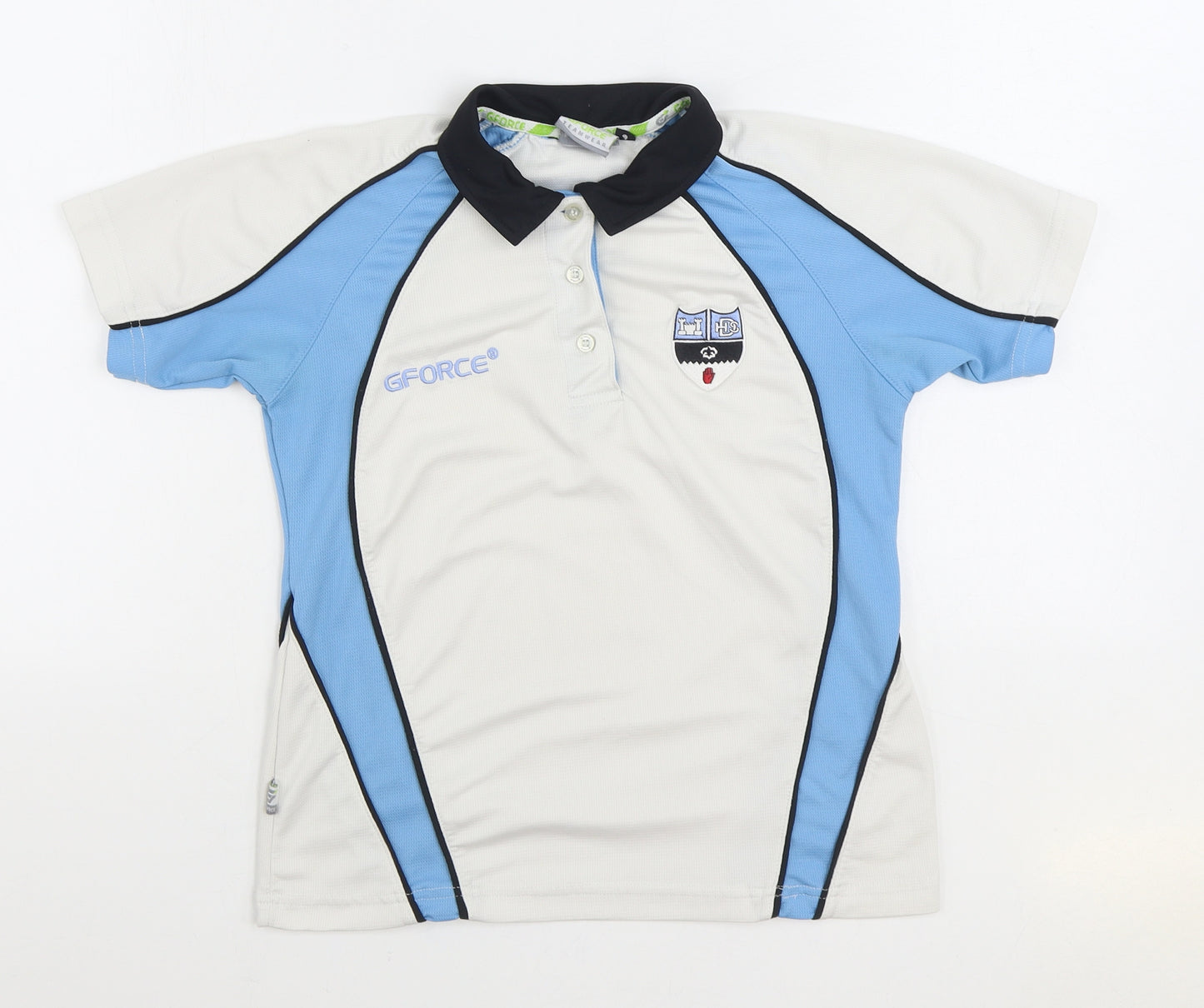 GForce Boys White Polyester Basic Polo Size 9-10 Years Collared Button