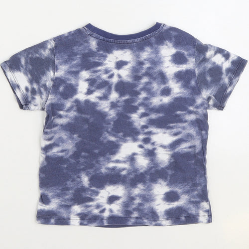 PEP&CO Boys Blue Geometric 100% Cotton Basic T-Shirt Size 4-5 Years Round Neck Pullover - Chill Vibes Tie Dye