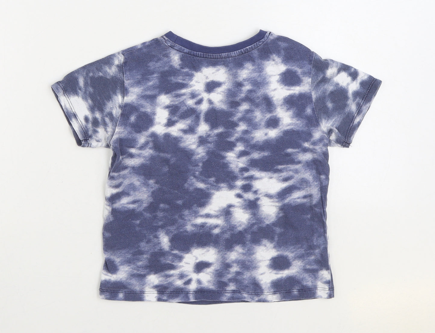 PEP&CO Boys Blue Geometric 100% Cotton Basic T-Shirt Size 4-5 Years Round Neck Pullover - Chill Vibes Tie Dye