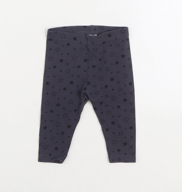 Dunnes Stores Girls Black Geometric Cotton Jogger Trousers Size 3-6 Months Pullover - Stars Leggings
