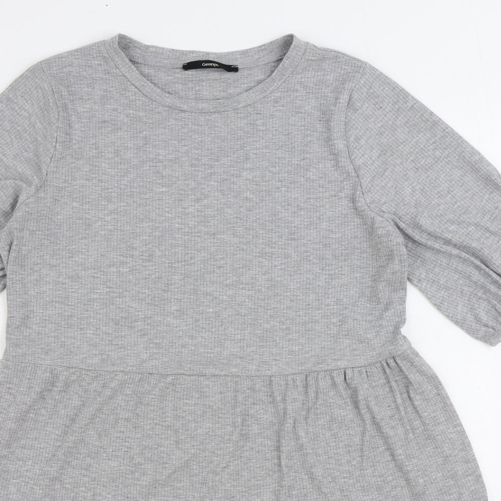 George Womens Grey Polyester A-Line Size 12 Round Neck Pullover