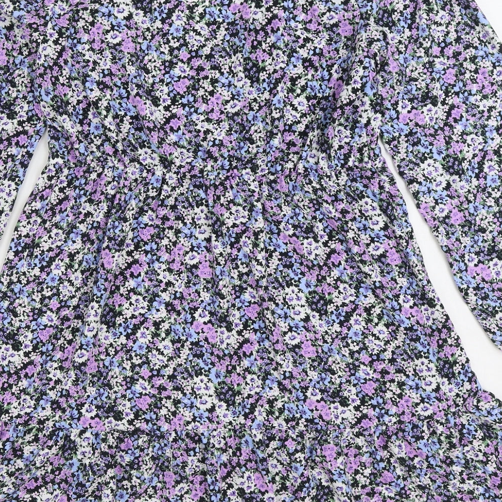George Womens Multicoloured Floral Polyester A-Line Size 14 V-Neck Button