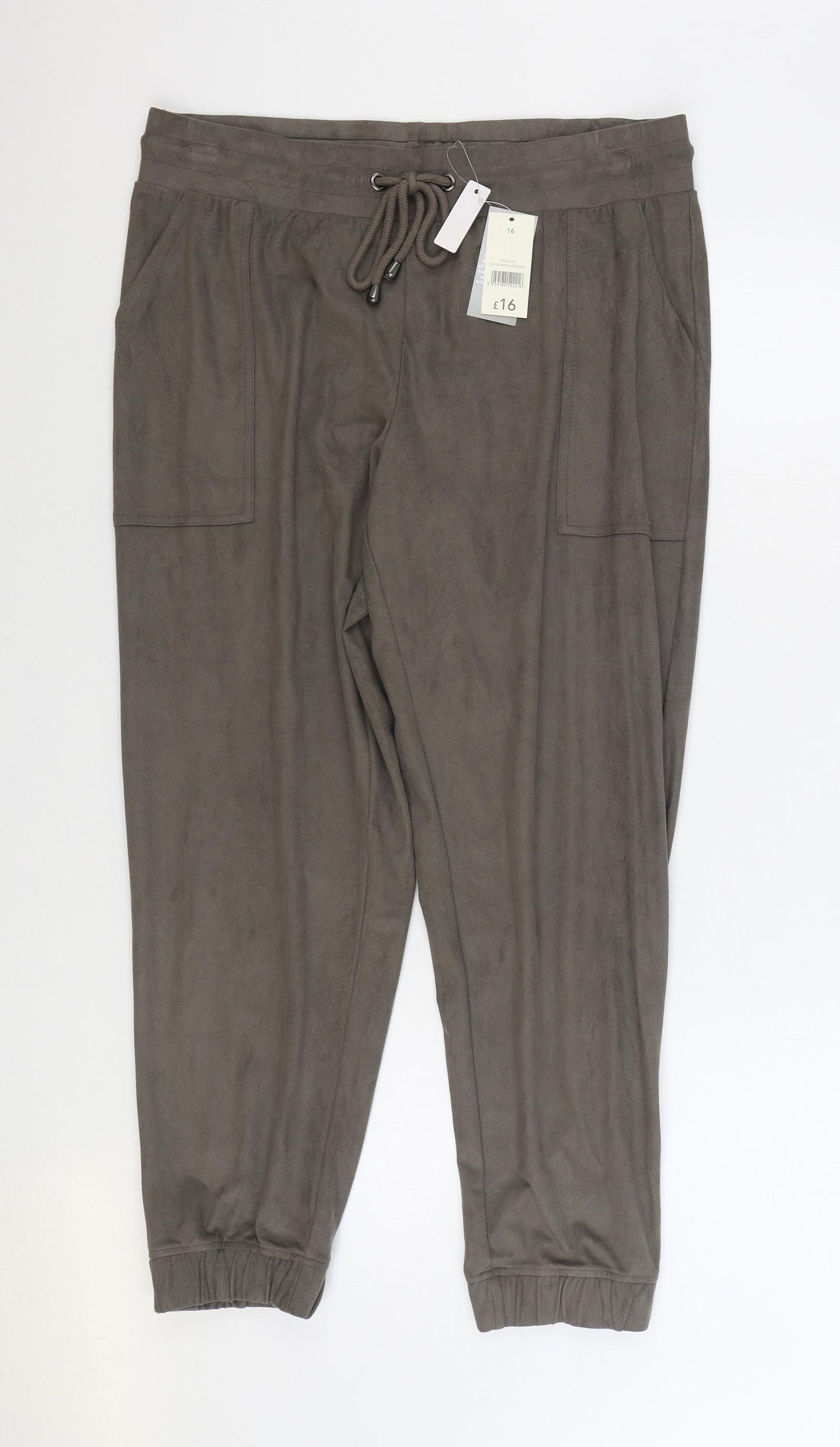 George Womens Grey Polyester Jogger Trousers Size 16 L28 in Regular Drawstring