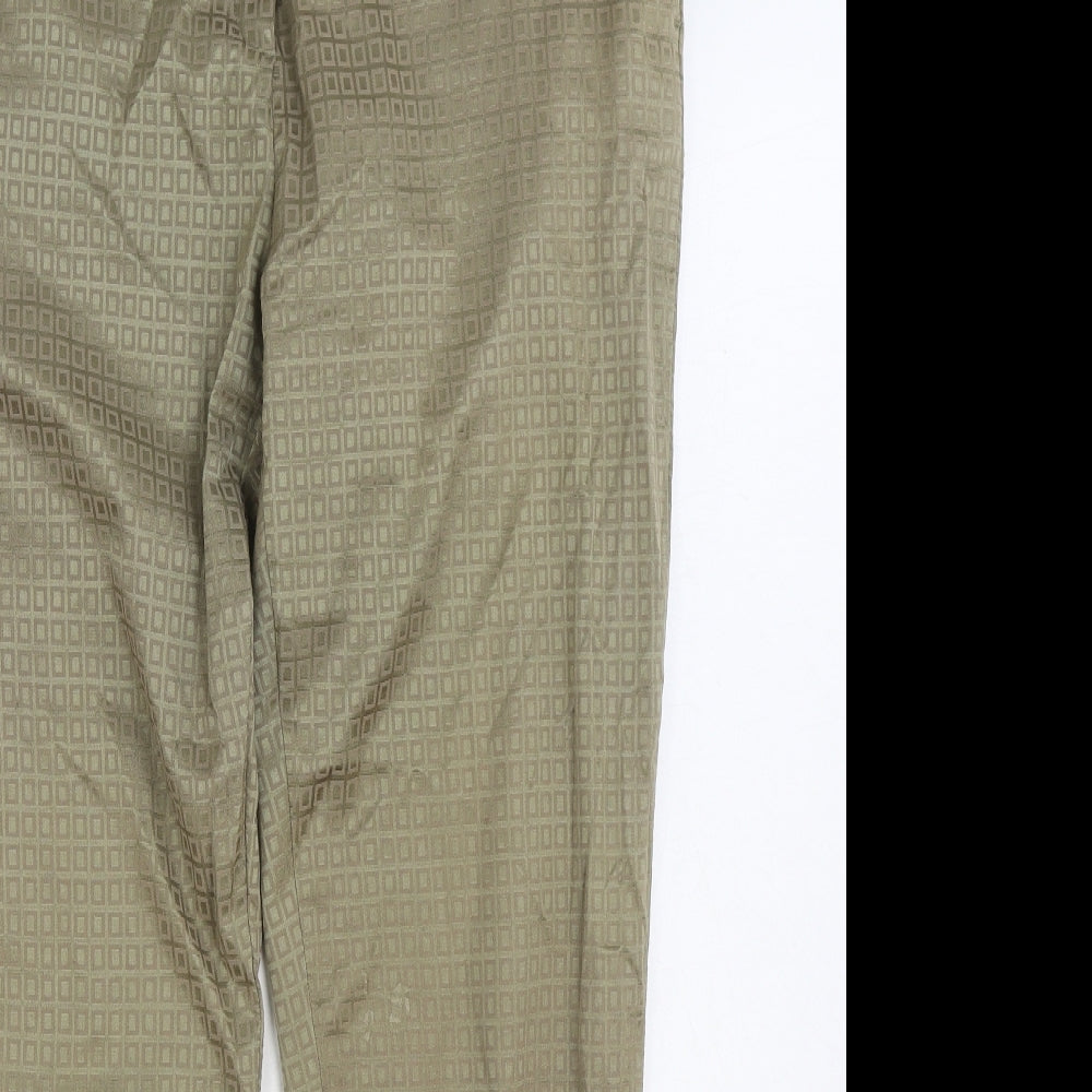 Yest Womens Green Geometric Polyester Trousers Size 16 L29 in Regular Zip