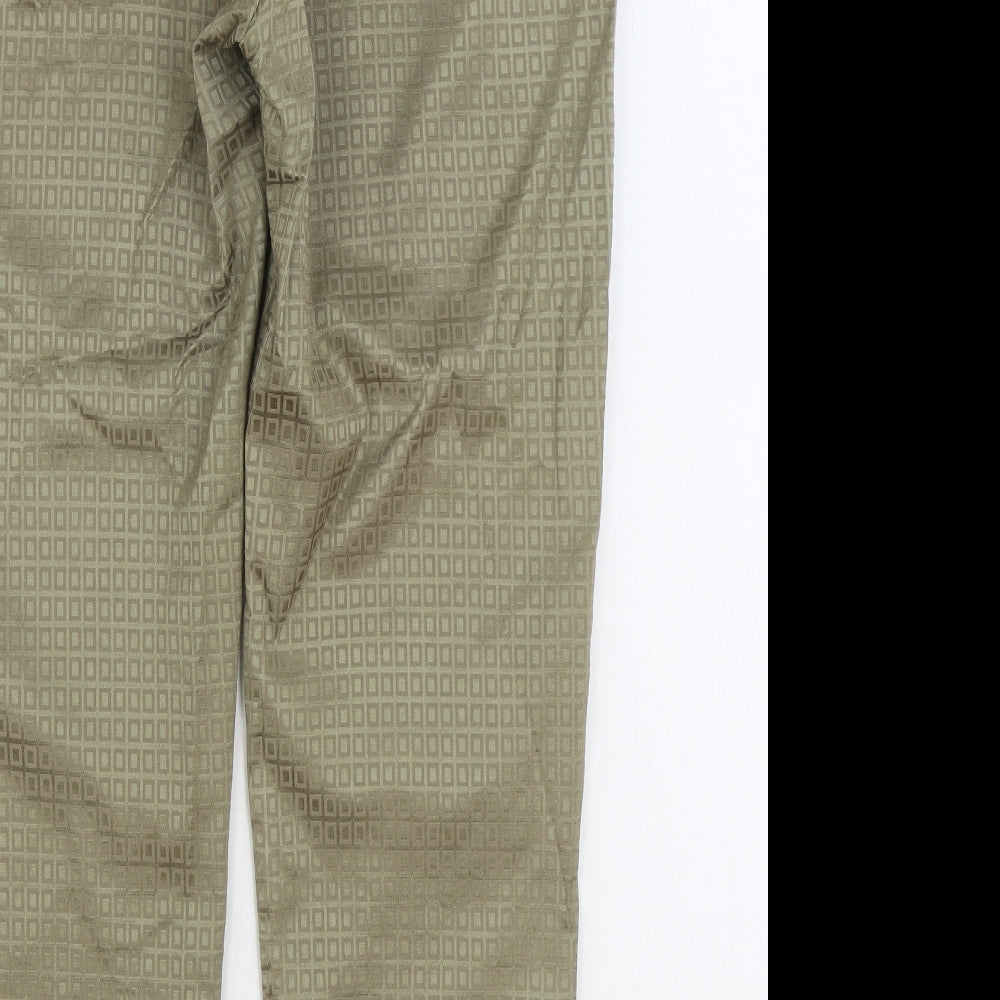 Yest Womens Green Geometric Polyester Trousers Size 16 L29 in Regular Zip