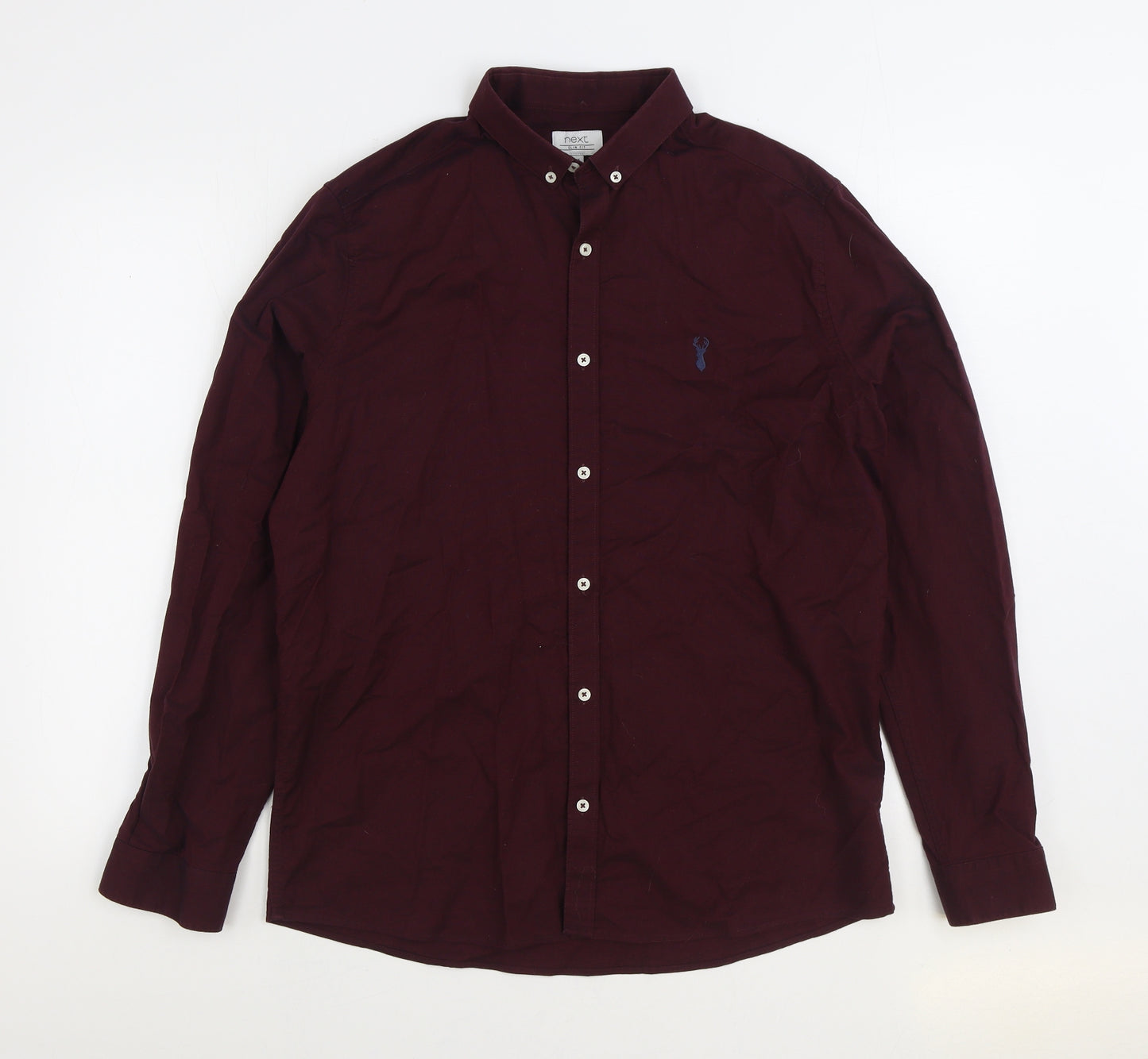 NEXT Mens Red Cotton Button-Up Size M Collared Button