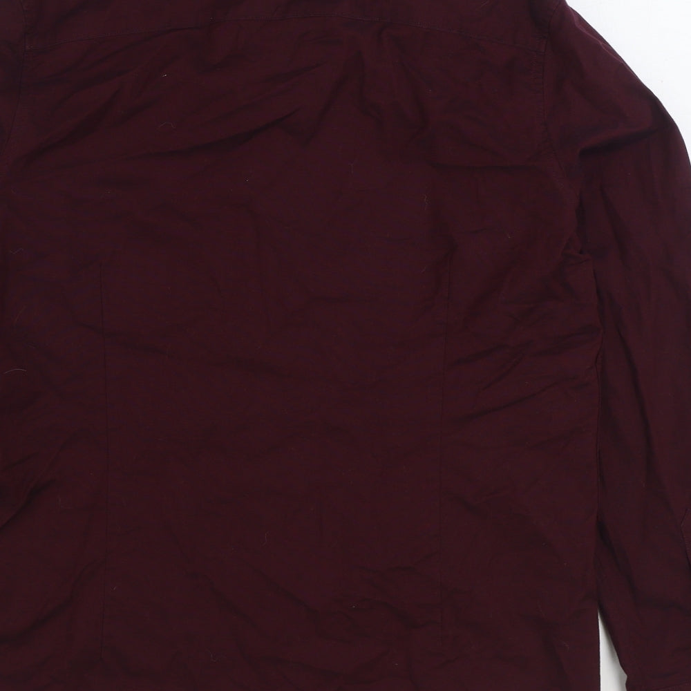 NEXT Mens Red Cotton Button-Up Size M Collared Button