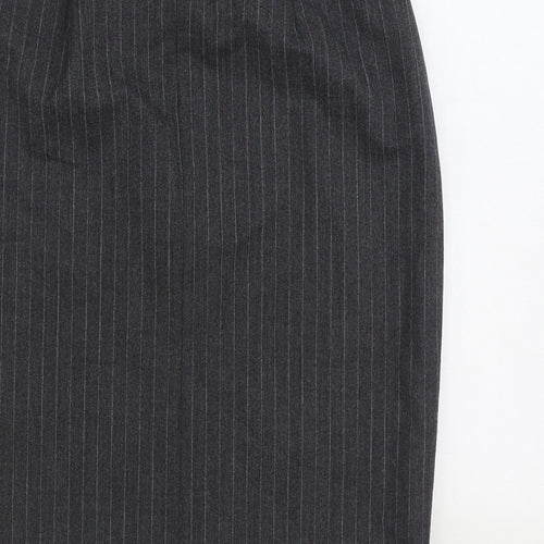 GARDEUR Womens Grey Striped Wool Straight & Pencil Skirt Size 12 Zip