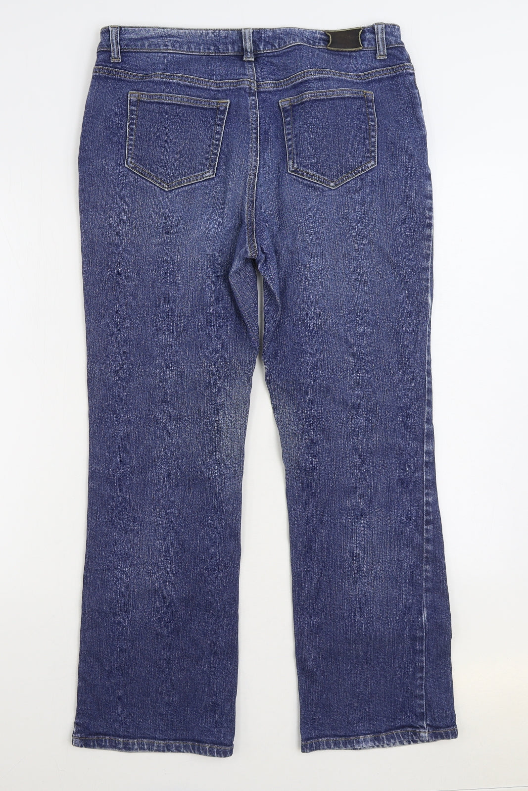 Lands' End Womens Blue Cotton Bootcut Jeans Size 10 L28 in Regular Zip