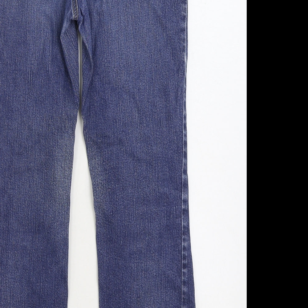 Lands' End Womens Blue Cotton Bootcut Jeans Size 10 L28 in Regular Zip