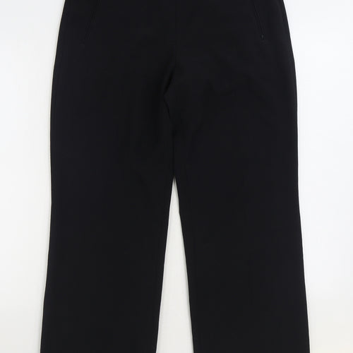 Marks and Spencer Womens Black Polyester Trousers Size 12 L28 in Regular Zip
