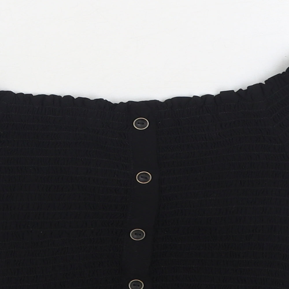 New Look Womens Black Viscose Basic Blouse Size 12 Off the Shoulder - Shirred