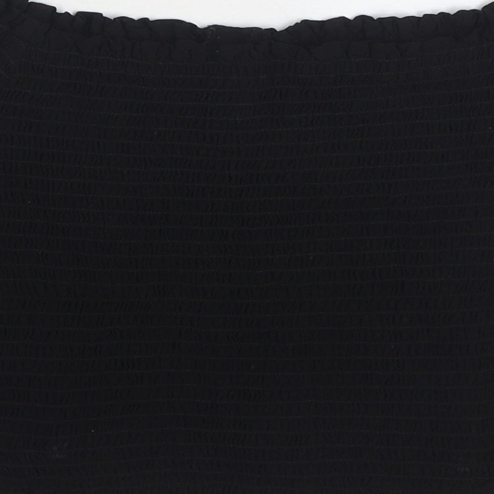 New Look Womens Black Viscose Basic Blouse Size 12 Off the Shoulder - Shirred